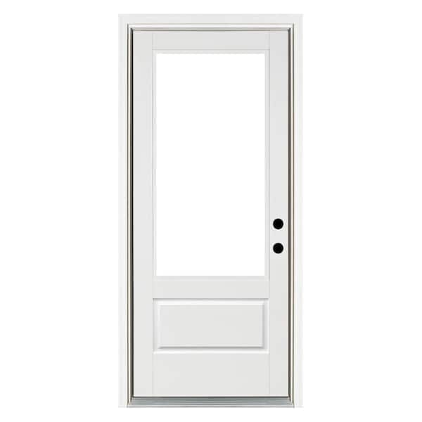 Mp Doors 36 In X 80 In Left Hand Inswing 3 4 Lite Low E Glass Finished White Fiberglass