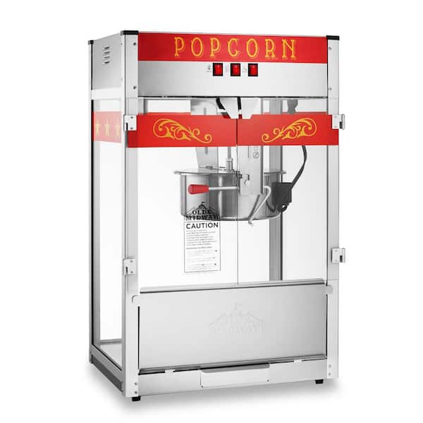 Olde Midway 1700 W 16 oz. Red Vintage Style Popcorn Machine with Cart