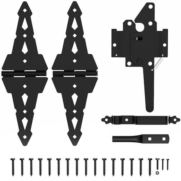 WINSOON Black Post Latch Gate Set Heavy-Duty Gate Hardware Kit
