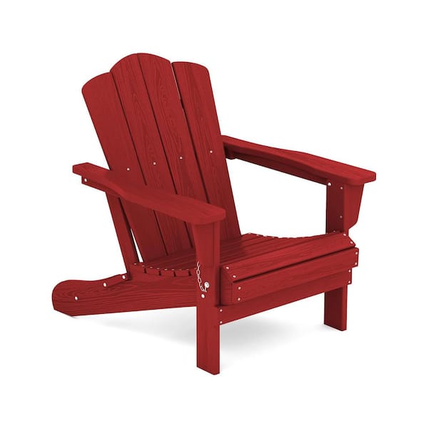 ITOPFOX Red Folding Composite Adirondack Chairs Without Cushion Set of 1