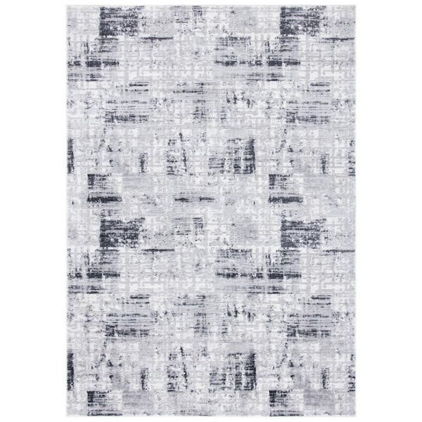SAFAVIEH Amelia Gray/Charcoal Doormat 3 ft. x 5 ft. Distressed Geometric Area Rug
