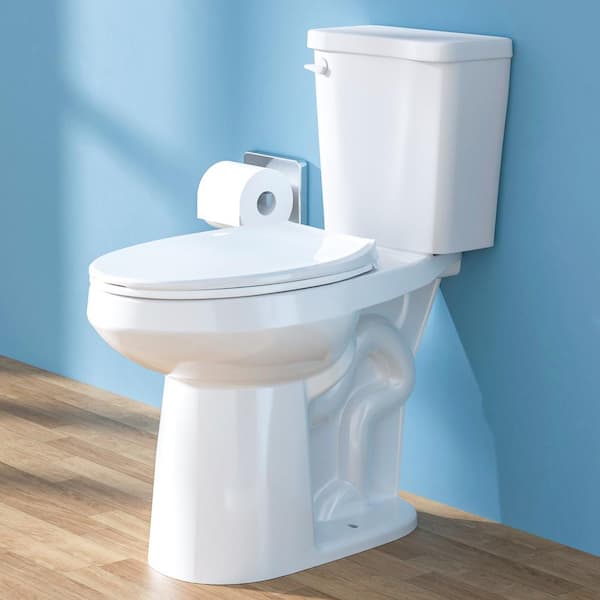 21 in. Extra Tall 2-Piece Toilet Single Flush 1.28 GPF Elongated Height Toilet in White Seat Included 12 inch Rough In