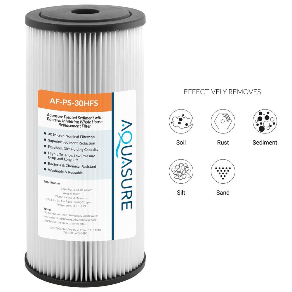 Aquasure 30 Micron Pleated Sediment Whole House Replacement Filter