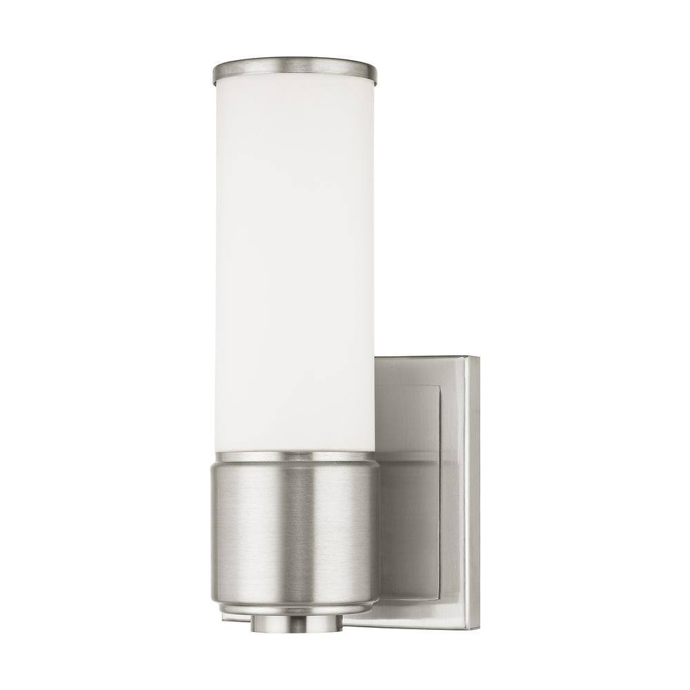 Elegant Brushed Nickel 1-Light Vanity Sconce with Satin Opal Glass
