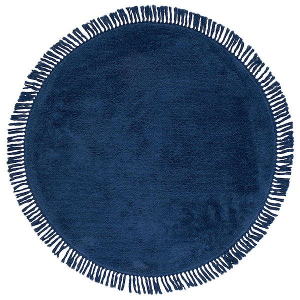 Vermont 4 ft. x 4 ft. Round Blue Minimalist Solid Round Area Rug