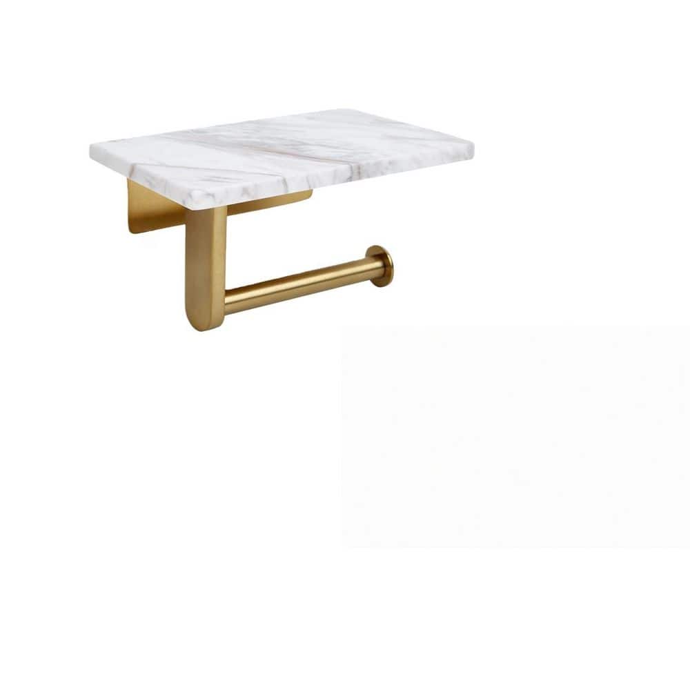 7.87 in. x 4.72 in. Wall-Mount Toilet Paper Holder in Brushed Gold, Toilet Paper Holder with Natural Marble Shelf price history on PriceWatchPro