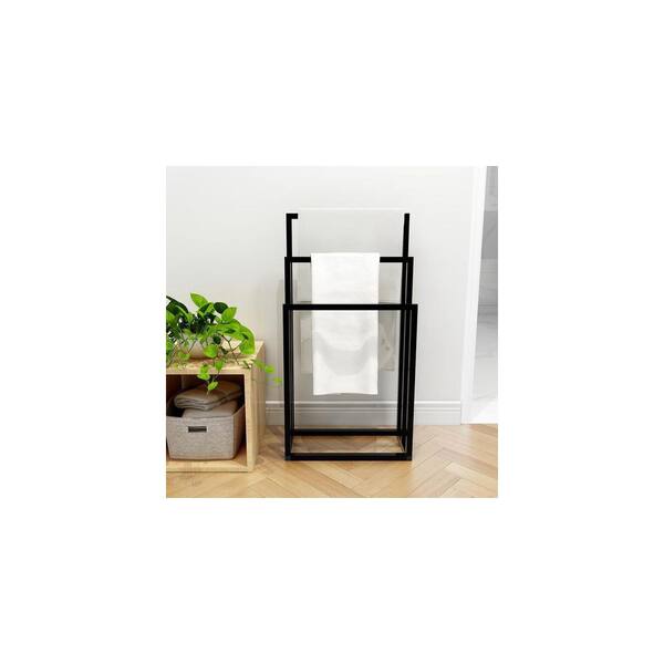 Metal Freestanding Towel Rack 3 Tiers Hand Towel Holder Organizer for Bathroom Accessories - Black