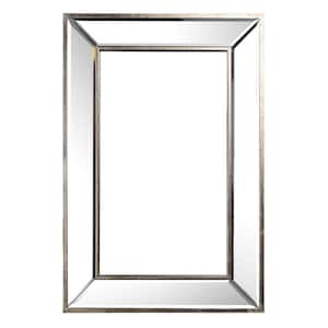 16.1 in. W x 24 in. H Brown Modern Recatangular Large Wood Frame Wall Mount Accent Mirror