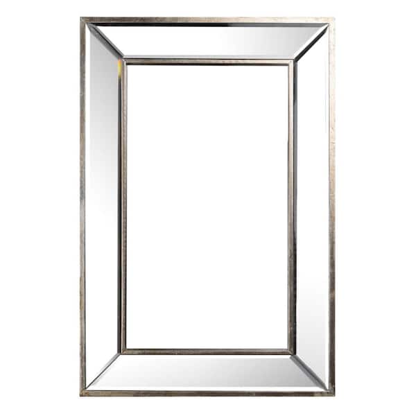 Benjara 16.1 in. W x 24 in. H Brown Modern Recatangular Large Wood Frame Wall Mount Accent Mirror