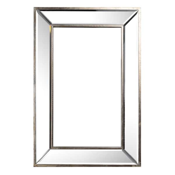 Benjara 16.1 in. W x 24 in. H Brown Modern Recatangular Large Wood Frame Wall Mount Accent Mirror