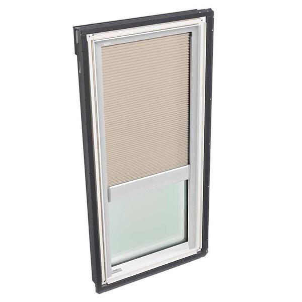 VELUX 22-1/2 in. x 45-3/4 in. Fixed Deck-Mount Skylight with Laminated Low-E3 Glass, Classic Sand Manual Light Filtering Blind