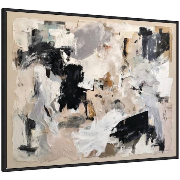 Sylvie Expressive Tonal Neutral Abstract by the Creative Bunch Studio Abstract Framed Art Print 32 in. x 42 in.