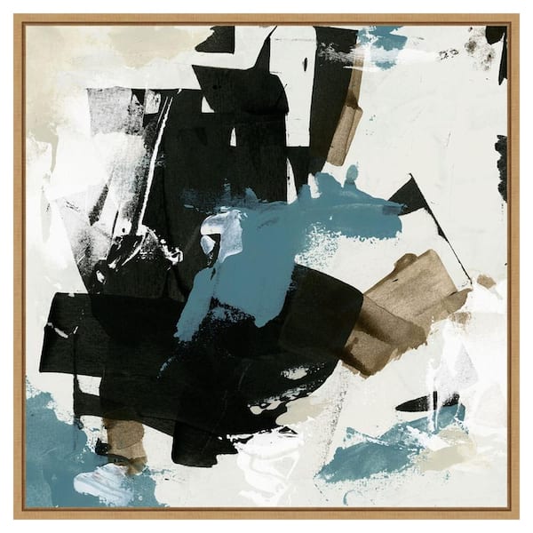 Amanti Art Scraped Teal I by June Erica Vess 30 in. W x 30 in. H Canvas Float Frame in Brown