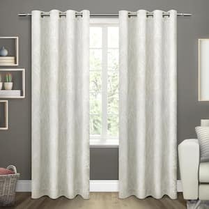 Twig Vanilla Nature Woven Room Darkening Grommet Top Curtain, 54 in. W x 108 in. L (Set of 2)