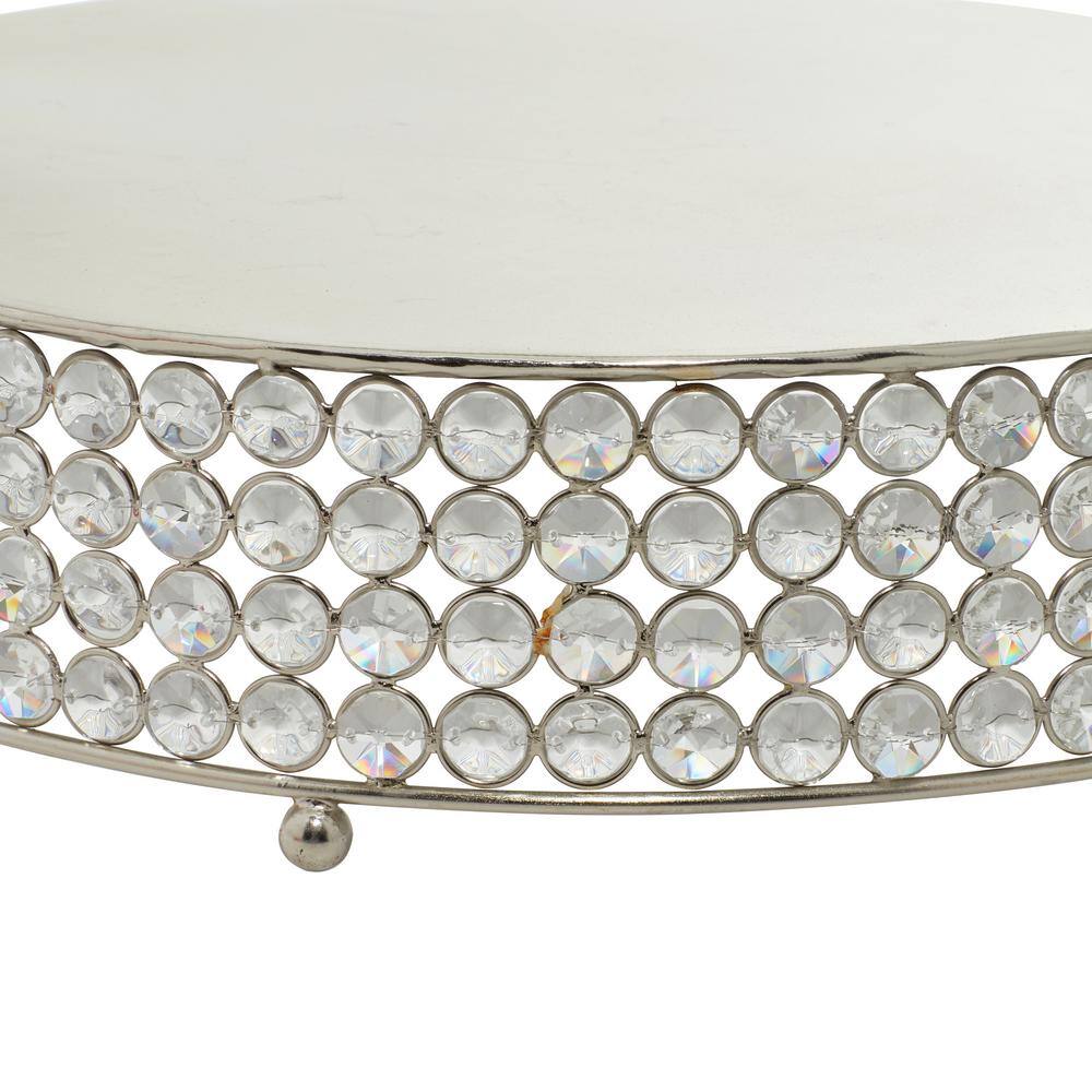 Silver Encrusted Iron Cake Stands with Crystal Beads, Set of 3