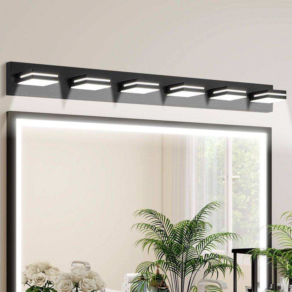 47.2 in. 6-Lights Black Modern LED Vanity Light Wall Sconce for Bathroom and Mirror, Sleek Minimalist, Energy-Efficient price history on PriceWatchPro