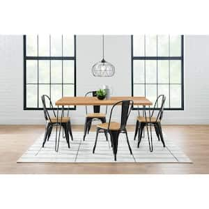 Banyan Honey Brown Wood Rectangular Dining Table for 6 with Metal Hairpin Legs (59 in. L x 29.7 in. H)