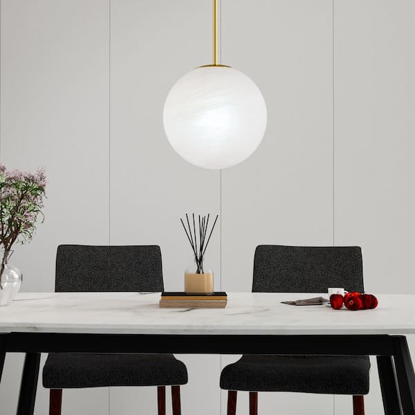 Maxax Raleigh 60W 1-Light 12 in. Brass Mid-Century Global Glass Mini Motion Sensing Pendant Dining Kitchen Foyer Lighting