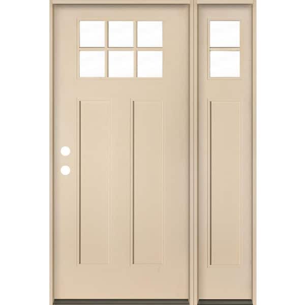 Krosswood Doors PINNACLE Craftsman 50 in. x 80 in. 6-Lite Right-Hand/Inswing Clear Glass Unfinished Fiberglass Prehung Front Door/RSL