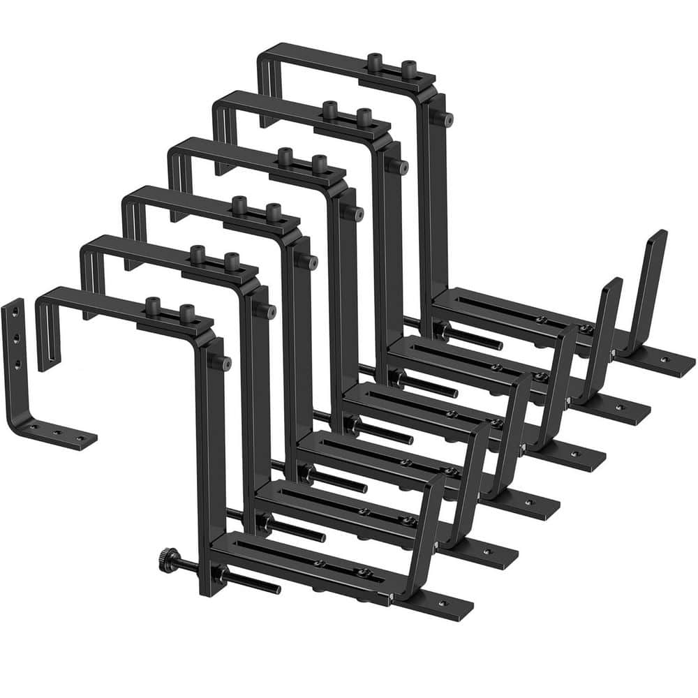 Adjustable Planter Box Brackets 6-Piece Black Heavy Duty Wall Mount for Windowsills Garden Fences Balcony Indoor Outdoor price history on PriceWatchPro