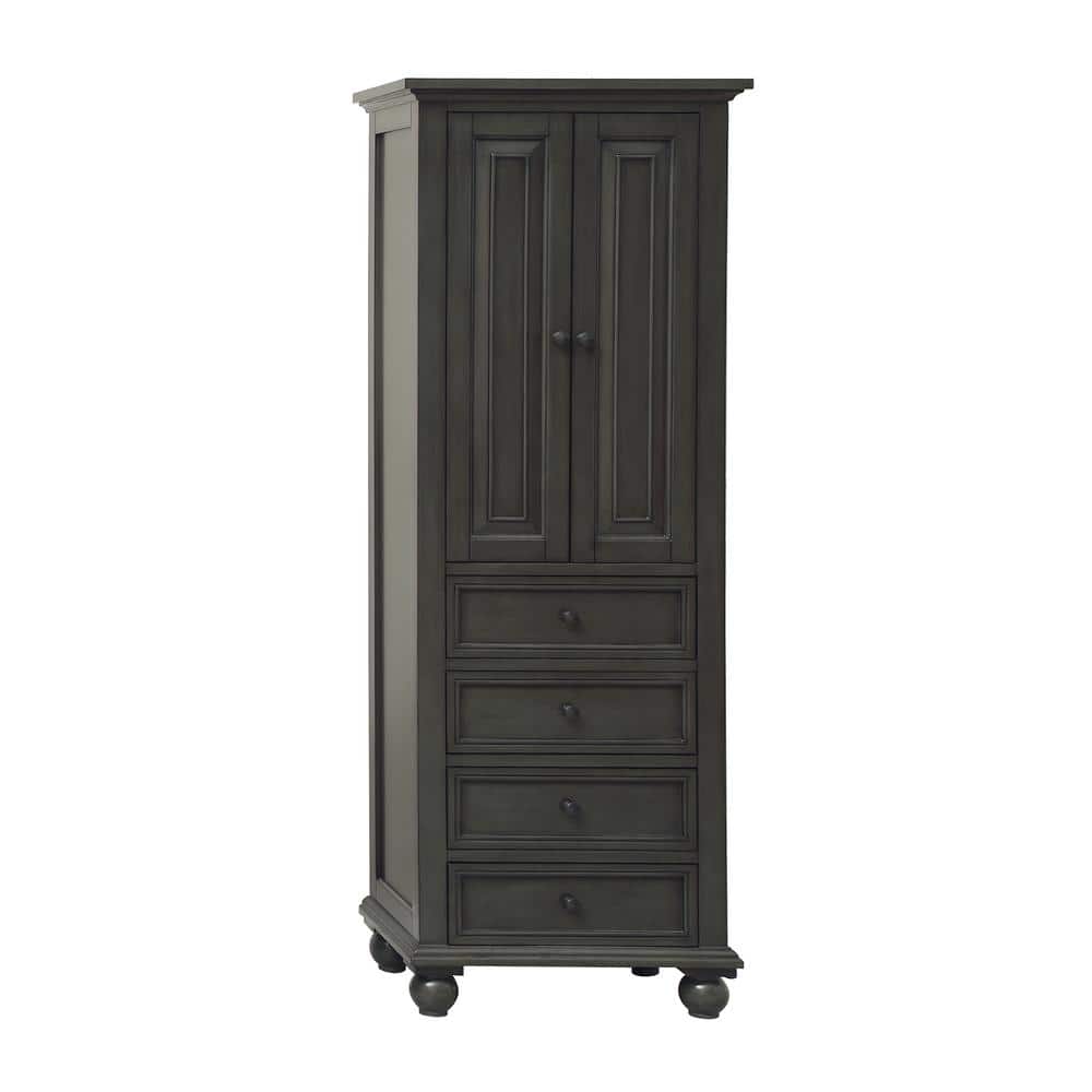 Charcoal Glaze Solid Wood Linen Tower Cabinet with Adjustable Shelving