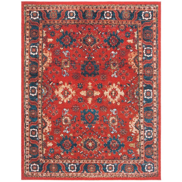 Vintage Hamadan 9 ft. x 12 ft. Orange/Blue Oriental Area Rug