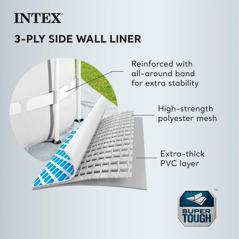Intex 16ft x 8ft x 42in Gray Rectangular Above Ground Pool Set