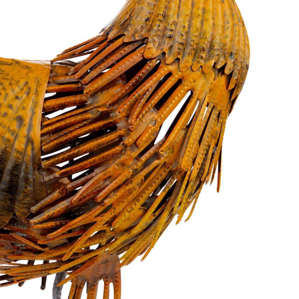 Golden Brown 16" Metal Hen Lawn Decoration
