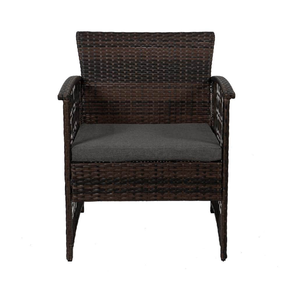 LunaLux 4-Person Woven Rattan Wicker Outdoor Sofa Set in Gray