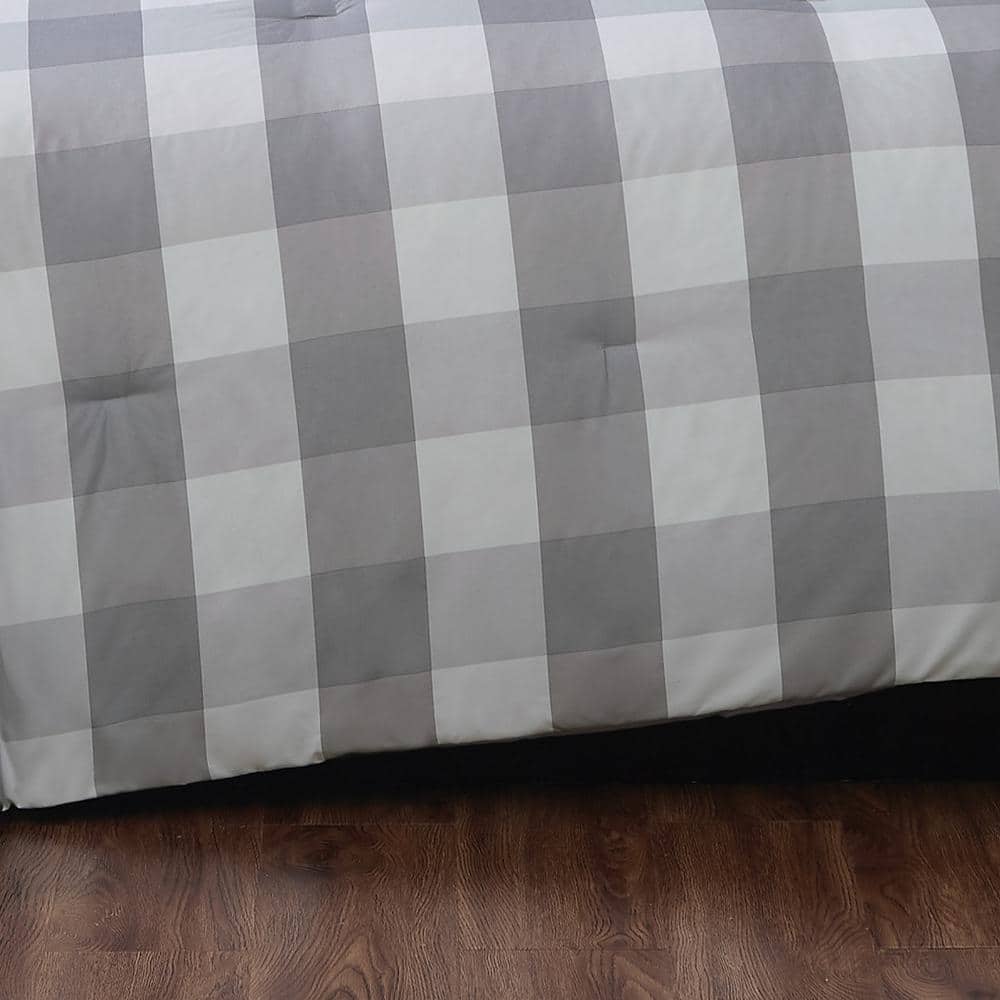 Gray and White Full Microfiber Reversible Comforter Set