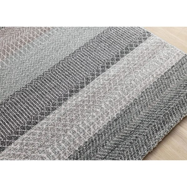 Sereni Collections 8 ft. x 11 ft. Grey Geometric, Stripes, Tribal/Southwestern Indoor Area Rug