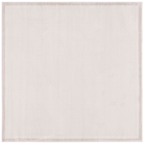 Prestige 7 ft. x 7 ft. Beige Solid Border Square Area Rug
