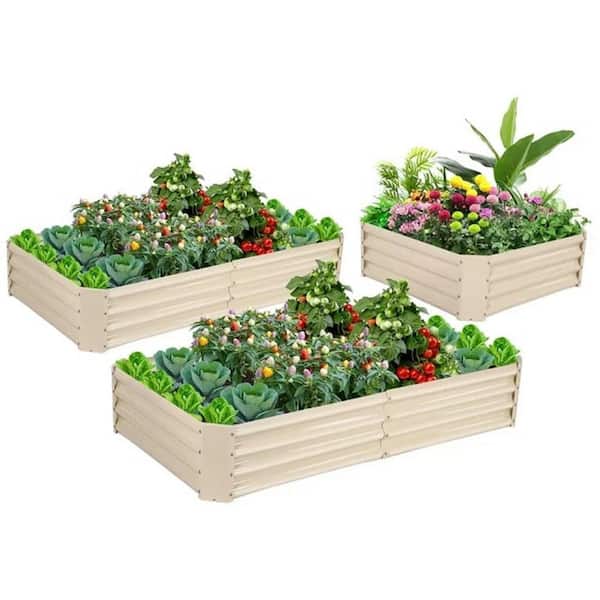 Unbranded Yellow Galvanized Steel Raised Garden Bed Rectangular Above Ground Modular Planter Boxes