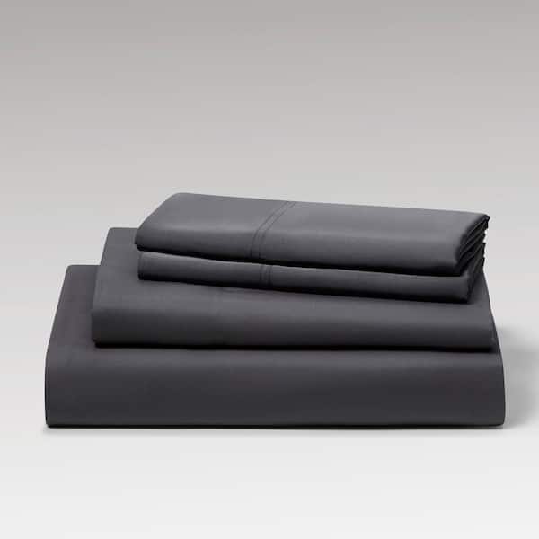 Solid 300TC 4-Piece Charcoal Bamboo King Sheet Set
