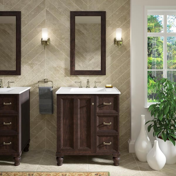 KOHLER Damask 30 in. W x 21.9 in. D x 34.5 in. H Bathroom Vanity Cabinet without Top in Claret Suede