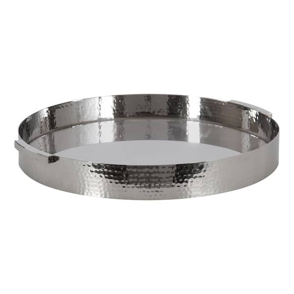 Kate and Laurel Samana 17 in. W Silver Round Glam Decorative Tray