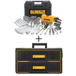 1/4 in. x 3/8 in. Drive Polished Chrome Mechanics Tool Set (142-Piece) and  22 in. 2-Drawer Tool Box