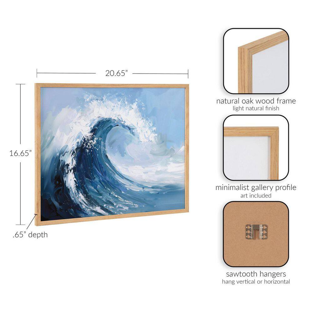 Natural Wood Framed Coastal Ocean Wave Abstract Print, 20x16