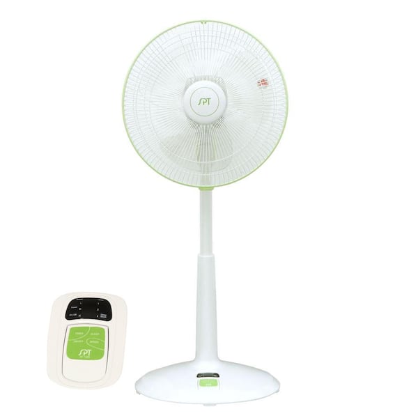 SPT DC-Motor 3-Speed Adjustable-Height 14 in. Oscillating Pedestal Energy Saving Fan with Remote