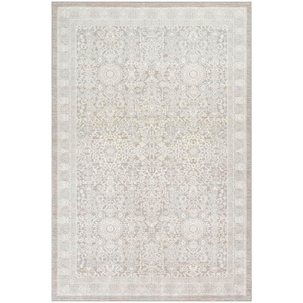 Nourison Renewed Silver Ivory 5 ft. x 7 ft. Distressed Traditional Area Rug