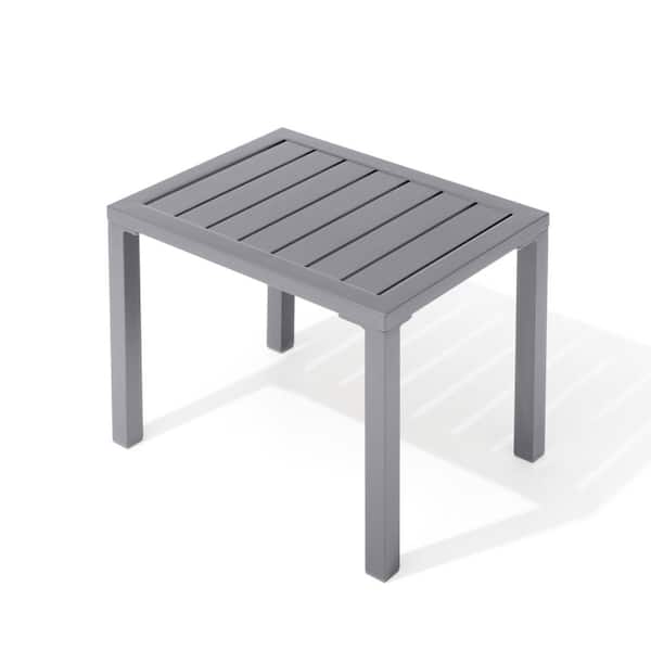 Gray Aluminum Outdoor Patio Rectangular Side Table