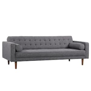 Element Mid-Century Modern Dark Gray Linen and Walnut Legs Sofa