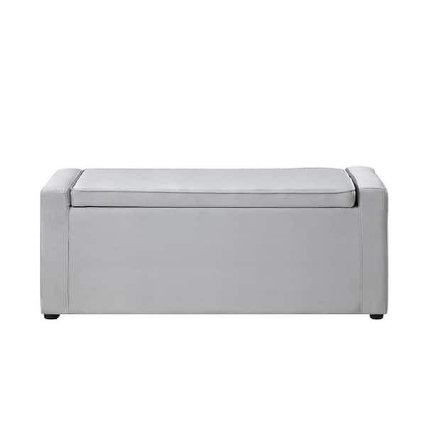 HomeRoots Amelia  Gray 46.5 in. Velvet Bedroom Bench Backless Upholstered