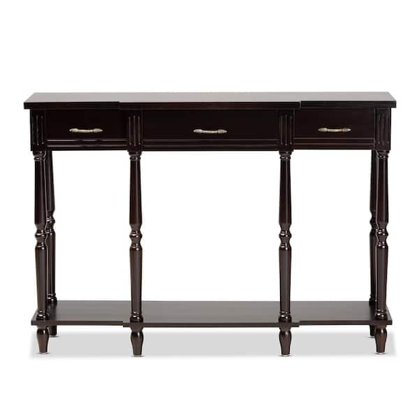 Baxton Studio Hallan 48 in. Dark Brown Rectangle Wood Console Table 176 ...