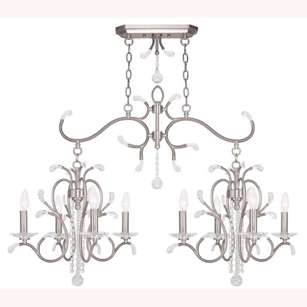 Serafina 8 Light Brushed Nickel Linear Chandelier