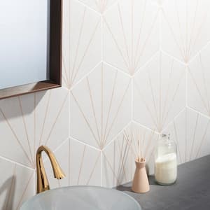 Klyda Beams White 12.6 in. x 14.5 in. Matte Hexagon Porcelain Floor and Wall Tile (10.51 sq. ft. / Case)