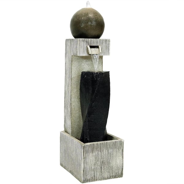 Sunnydaze 35 in. Modern Vogue Outdoor Cascading Fountain with LED Lights