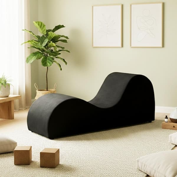 Ergonomic Yoga Chair for Adults with Hybrid Wood and Metal Frame, Yoga Bench for Meditation and Relaxation in Black