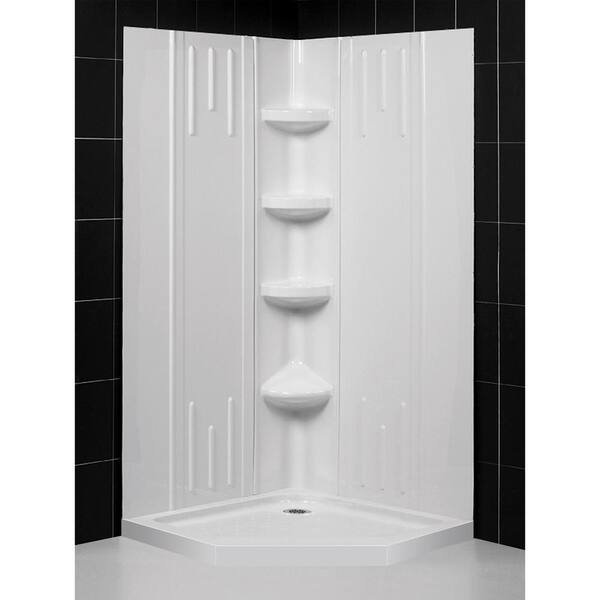 DreamLine SlimLine 38 in. x 38 in. NeoAngle Shower Pan Base in White