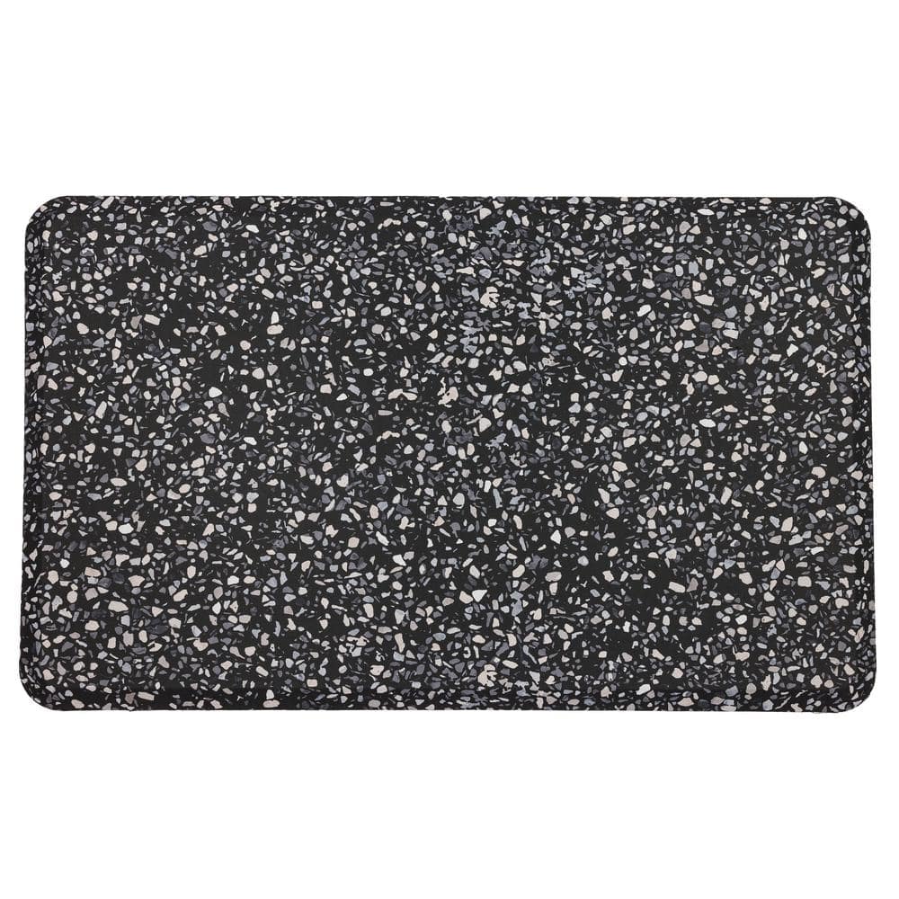Black Terrazzo Anti-Fatigue Shower Mat with Cushion Core